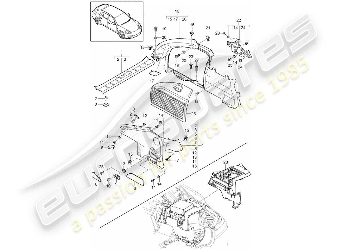 porsche 2011 (panamera 970) garnitures schéma des pièces