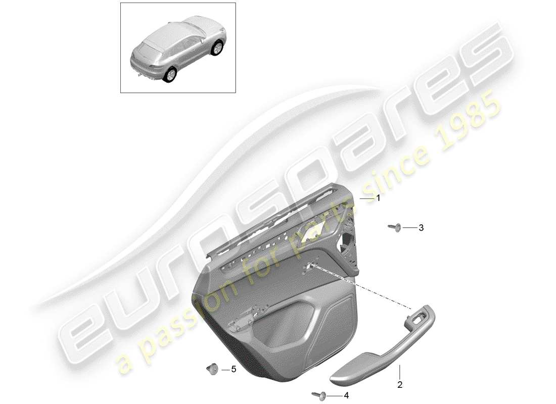 porsche 2015 (macan) panneau de porte schéma des pièces