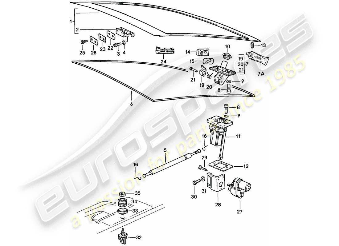 porsche 1983 (928) couvercle - attaches schéma des pièces