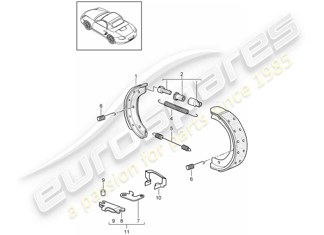 porsche 2011 (987 boxster) schéma des pièces du frein à main