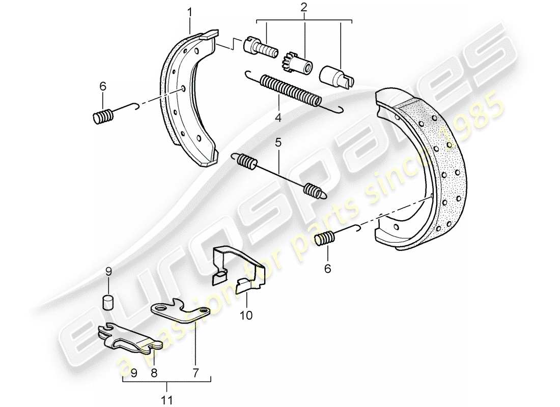 porsche 2007 (987 cayman) schéma des pièces du frein à main