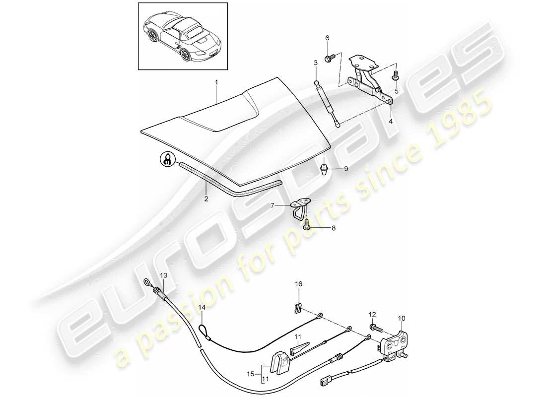 porsche 2010 (987 boxster) couverture schéma des pièces