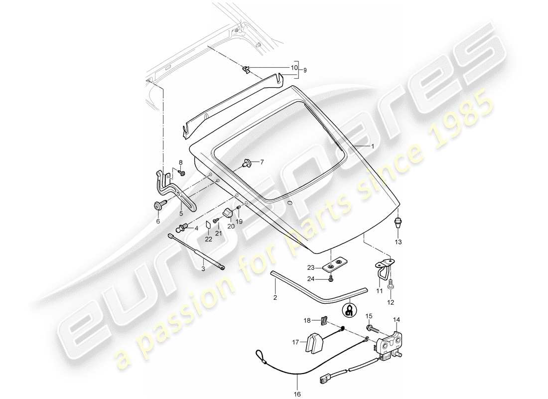 porsche 2009 (987 cayman) couverture diagramme de pièce