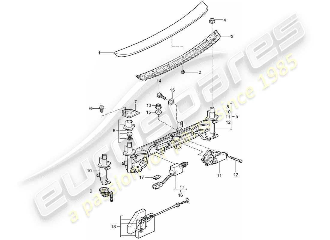 porsche 2007 (987 cayman) spoiler arrière schéma des pièces