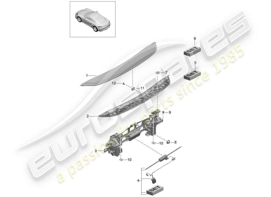 porsche 2018 (718 cayman) spoiler arrière schéma des pièces