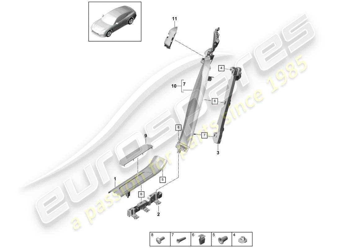 porsche 2019 (panamera 971-1) garniture de panneau de seuil schéma des pièces