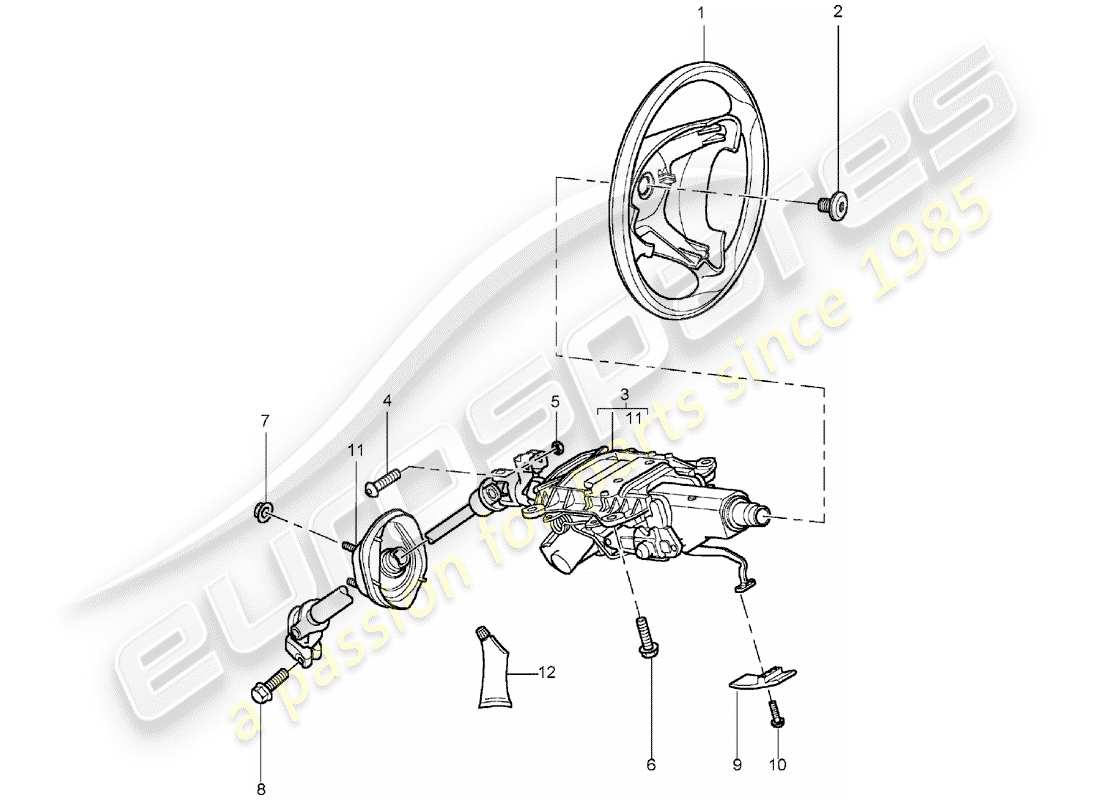 porsche 2005 (cayenne e1 9pa) volant schéma des pièces