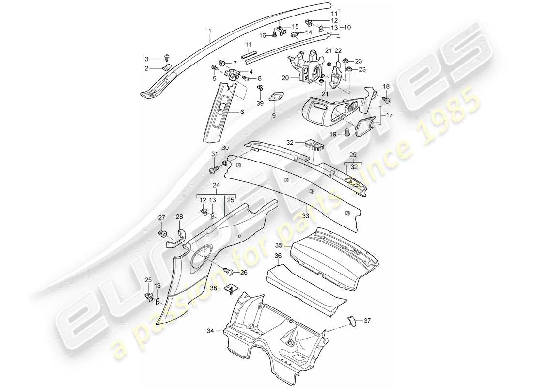 porsche 2012 (997-2) garnitures schéma des pièces