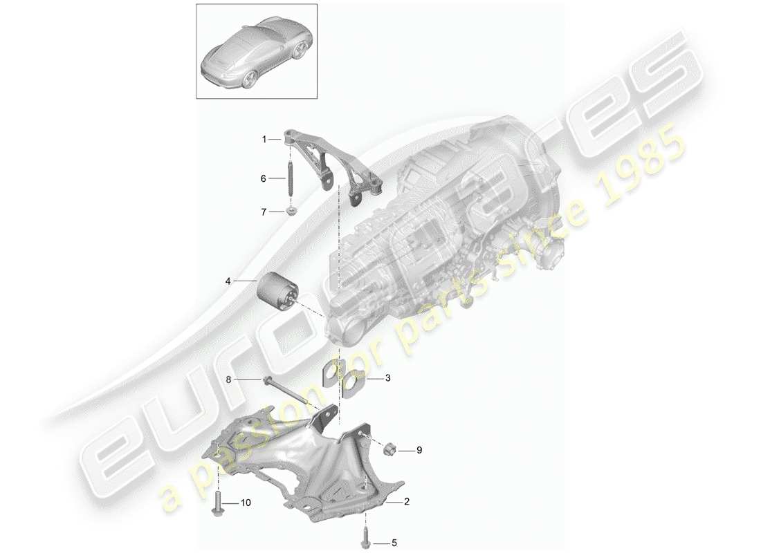 porsche 2012 (991-1) suspension de transmission schéma des pièces