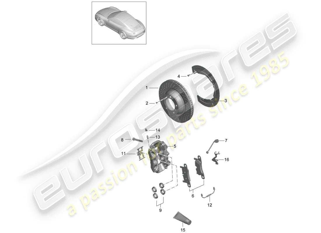 porsche 2012 (991-1) freins à disque schéma des pièces