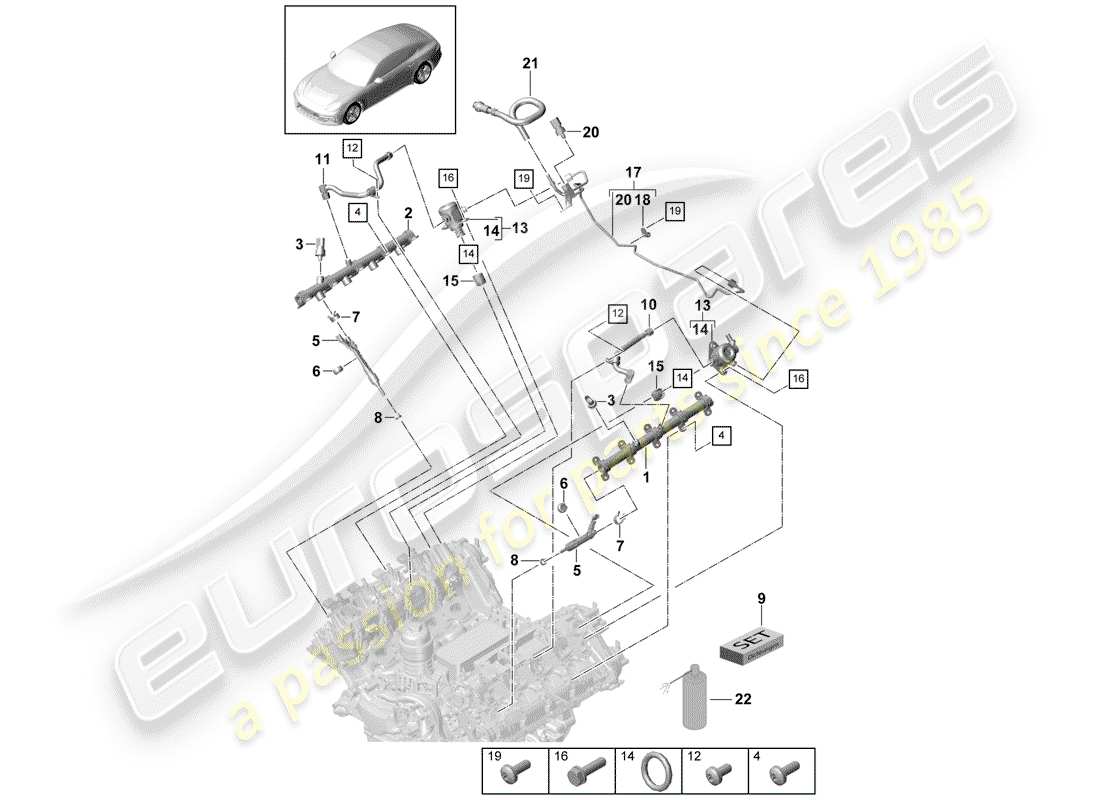 porsche 2019 (panamera 971-1) tuyau de récupération de carburant schéma des pièces