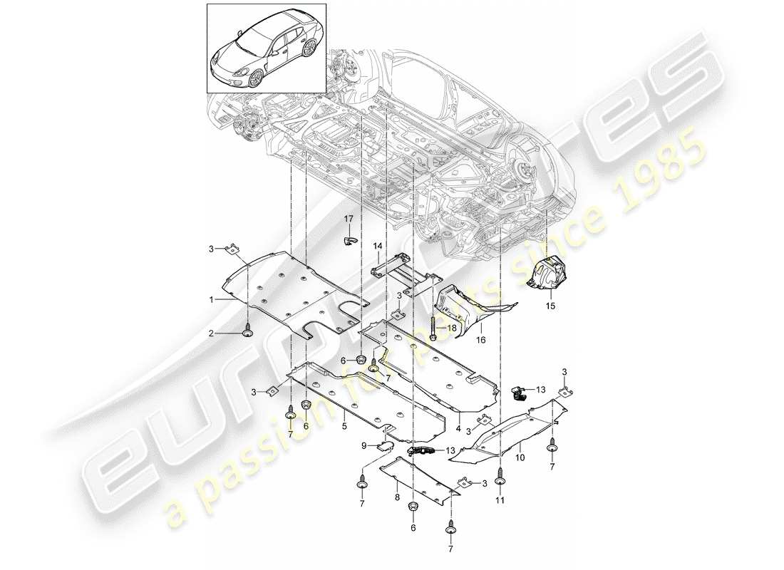 porsche 2011 (panamera 970) garniture schéma des pièces