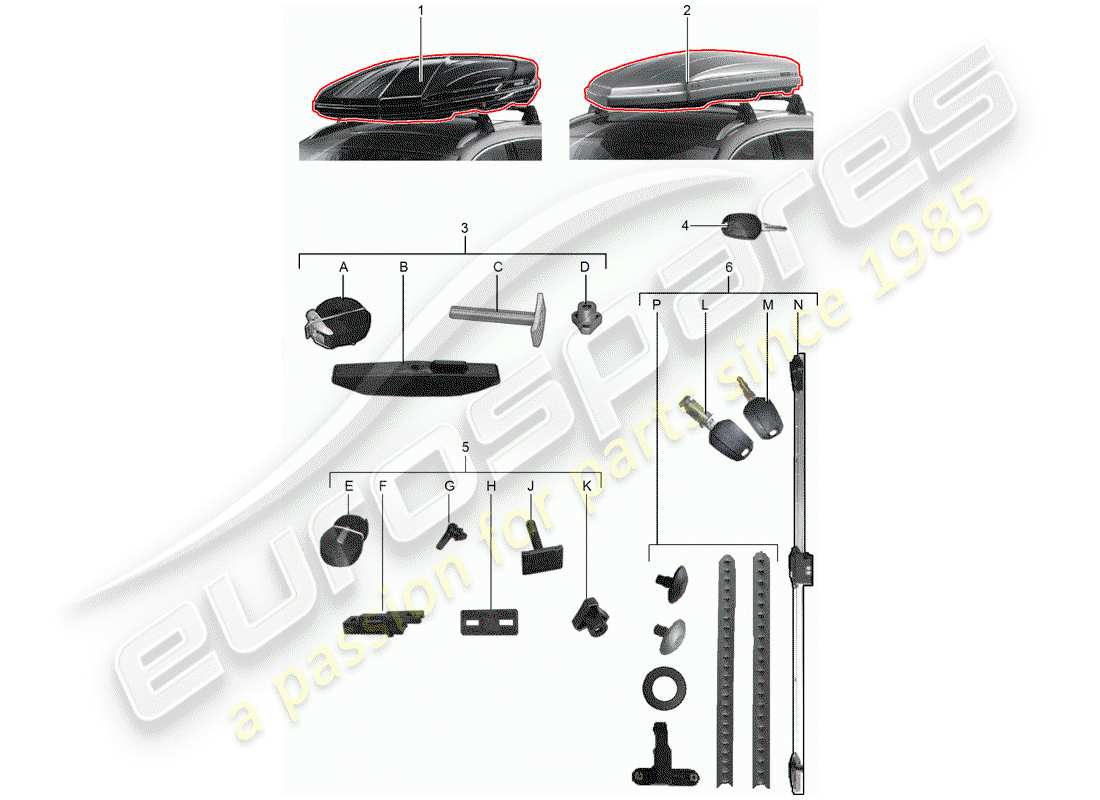 porsche 2013 (tequipment cayenne) coffre de toit schéma des pièces