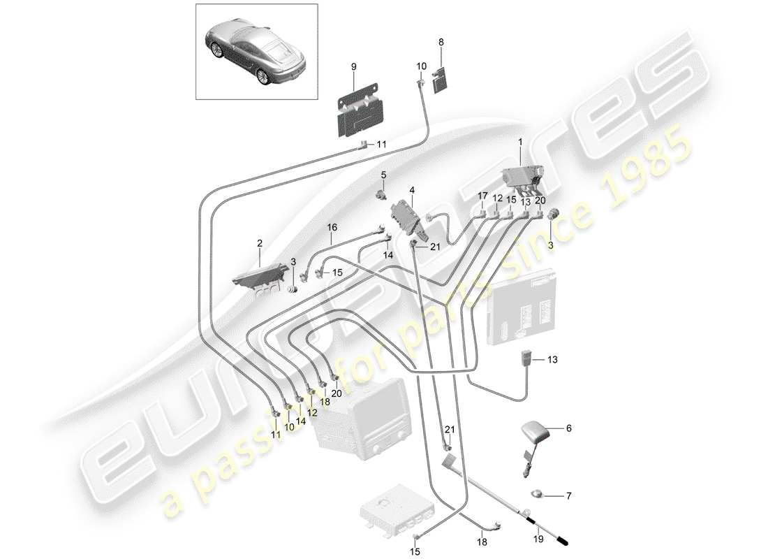 porsche 2014 (981 cayman) amplificateur d'antenne schéma des pièces