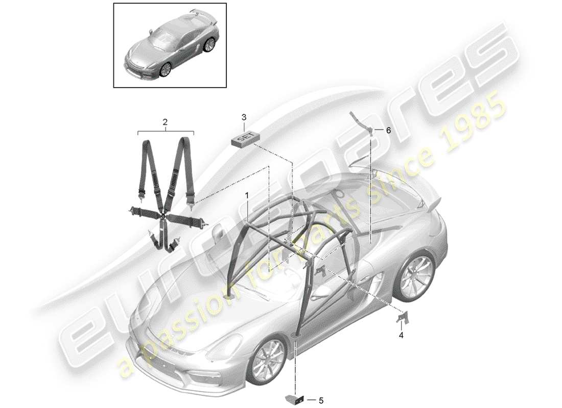 porsche 2016 (981 cayman gt4) accessoires schéma des pièces