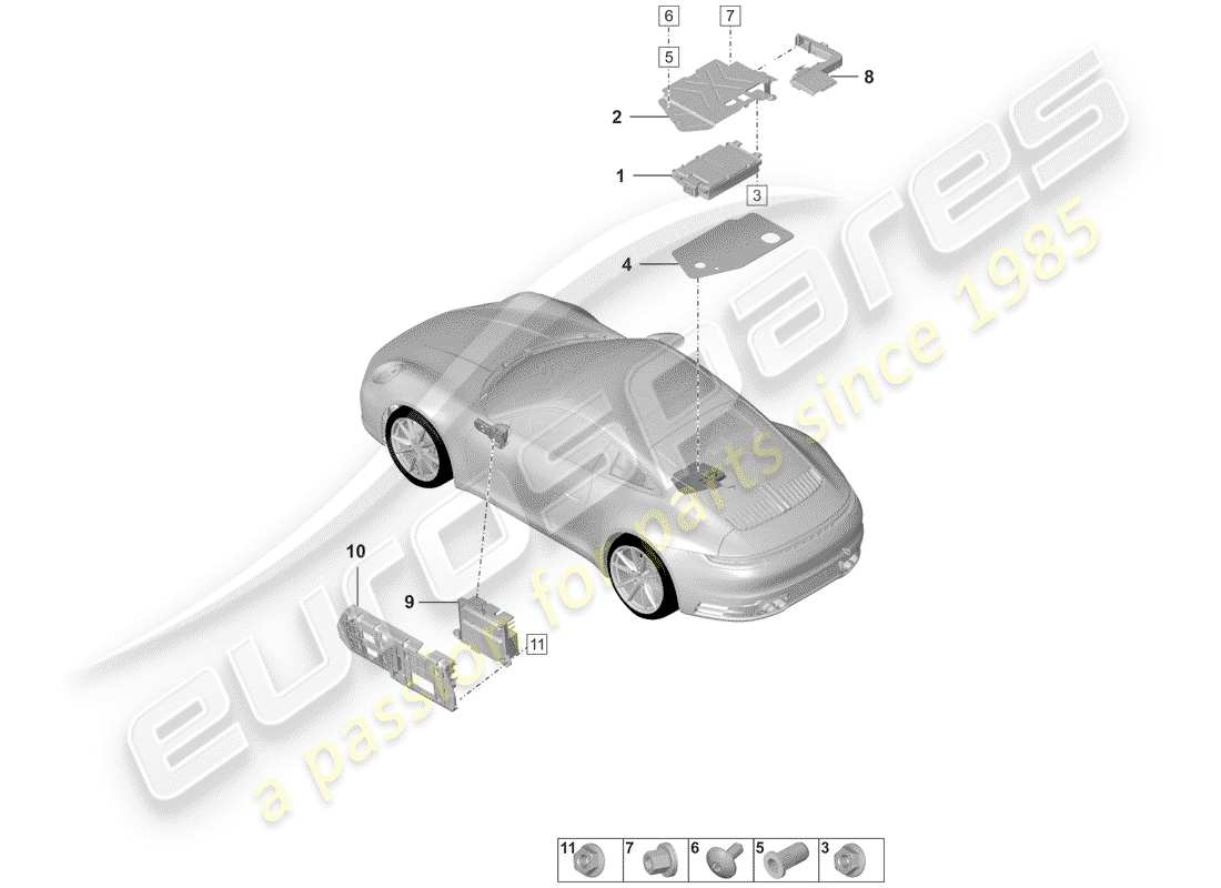 porsche 2019 (992-1) schéma des pièces de l'amplificateur