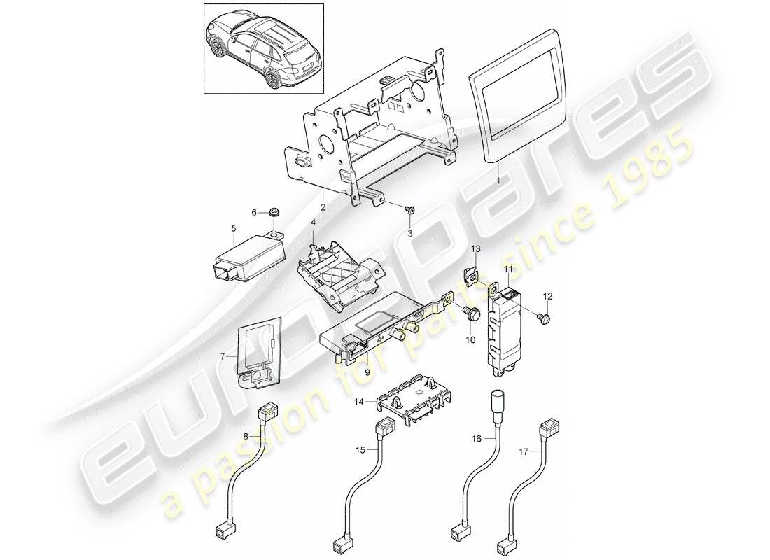 porsche 2012 (cayenne e2 92a) préparation schéma des pièces