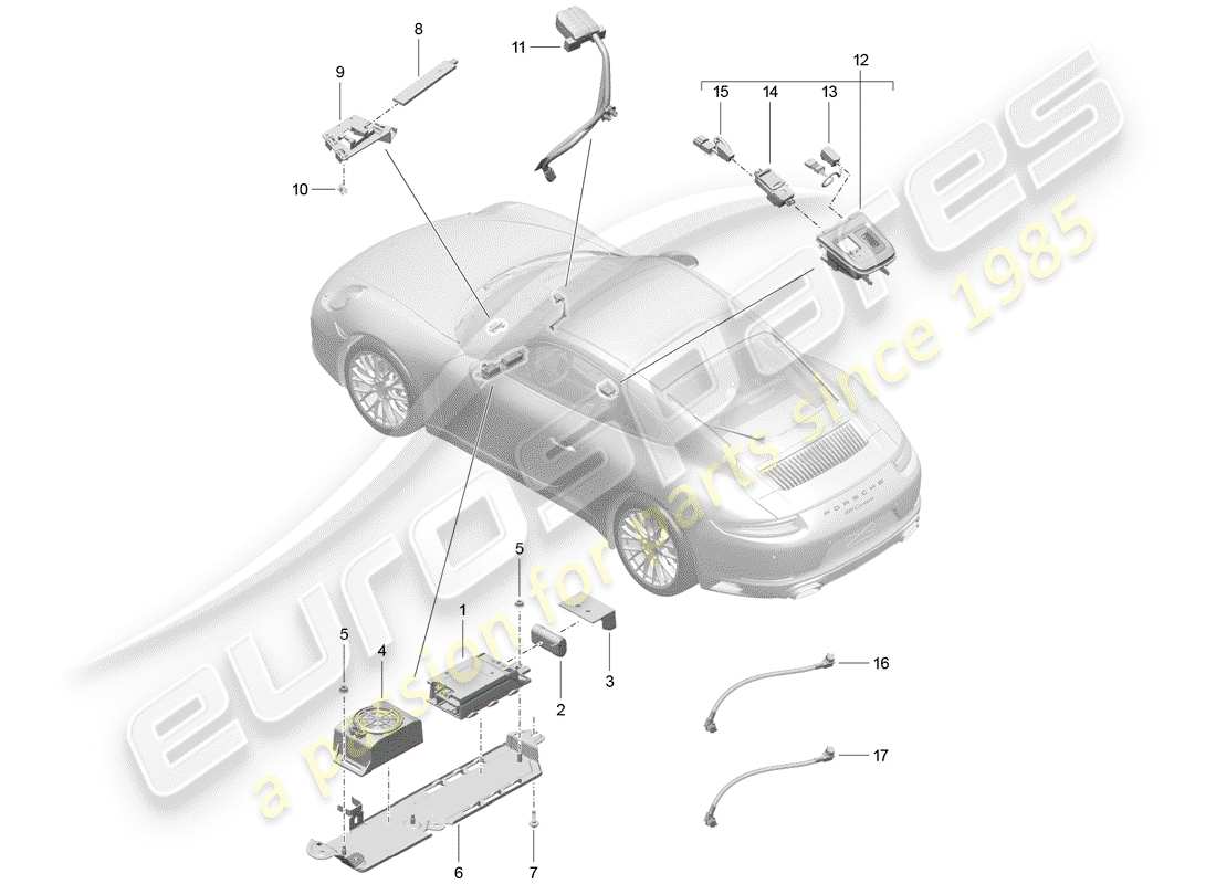 porsche 2019 (991-2) pour véhicules avec téléphone schéma des pièces
