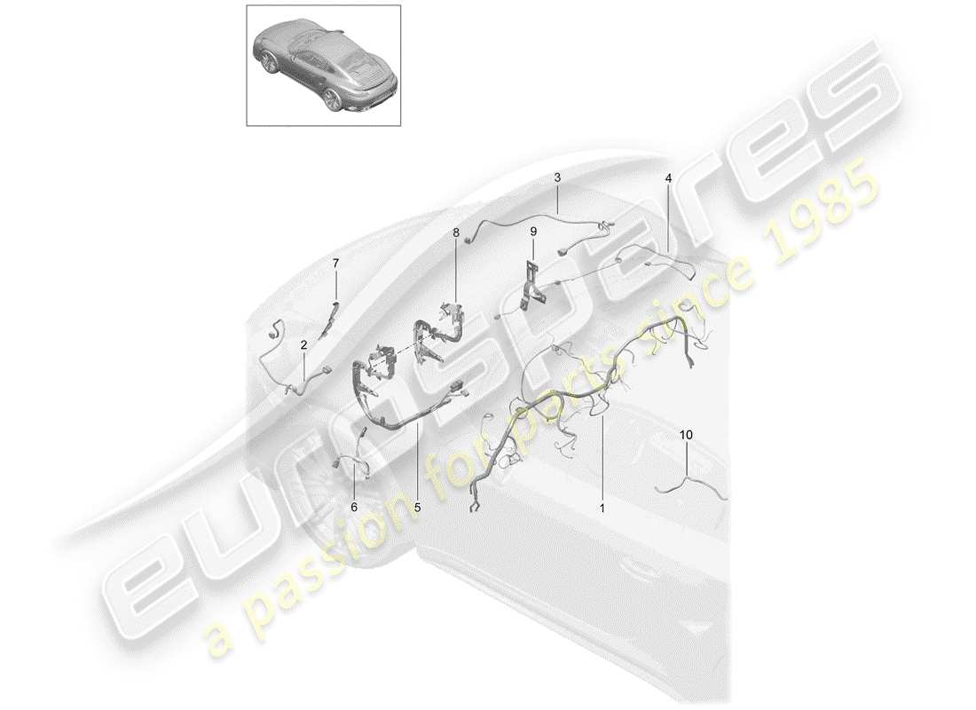 porsche 2014 (991-1 turbo) harnais schéma des pièces