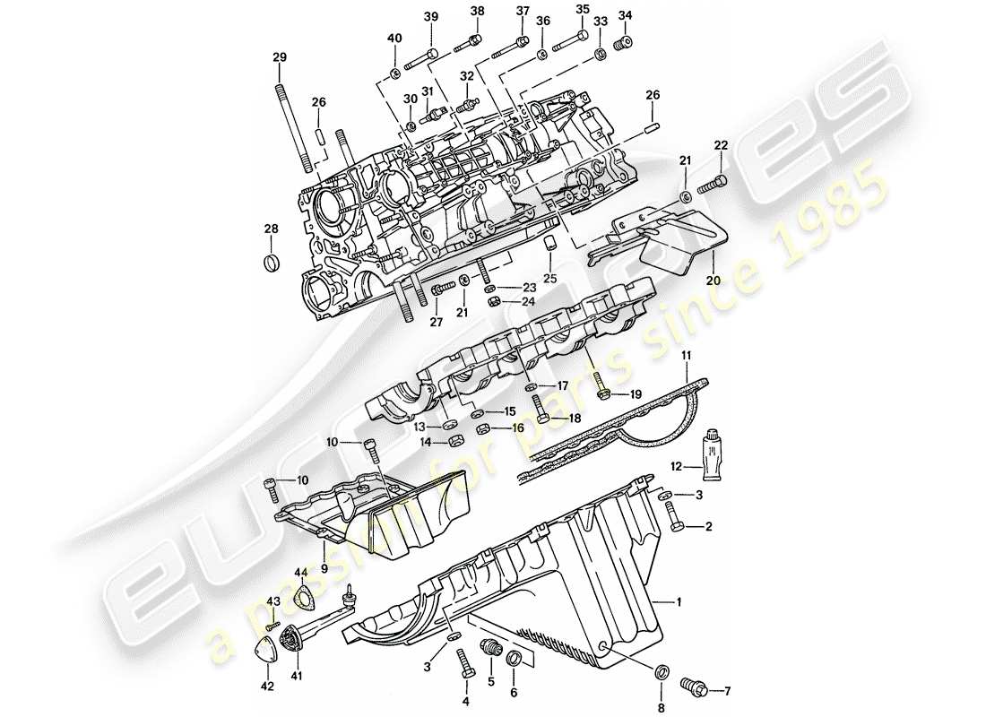 porsche 1986 (944) carter moteur - attaches - d - mj 1987>> schéma des pièces