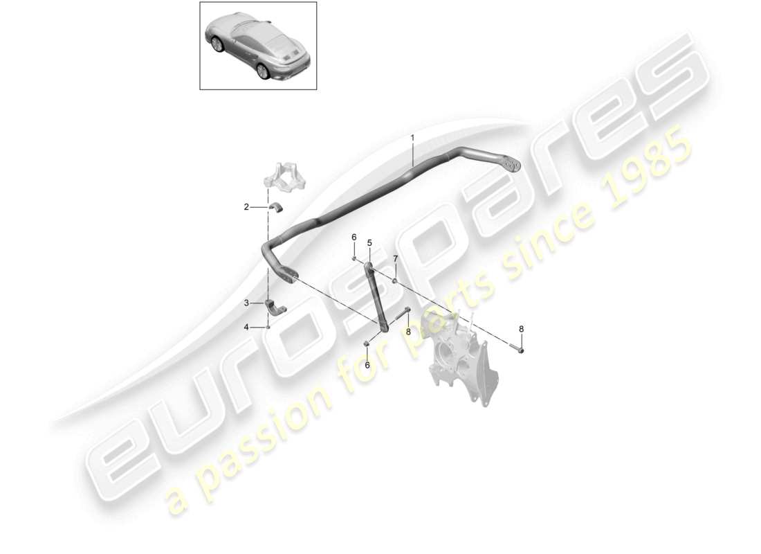 porsche 2014 (991-1 turbo) barre anti-roulis d - mj 2018>> schéma des pièces
