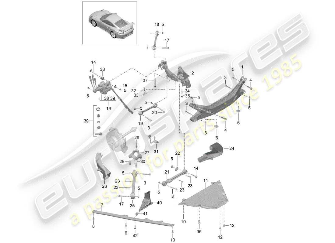 porsche 2014 (991-1 turbo) diagramme des pièces de la traverse