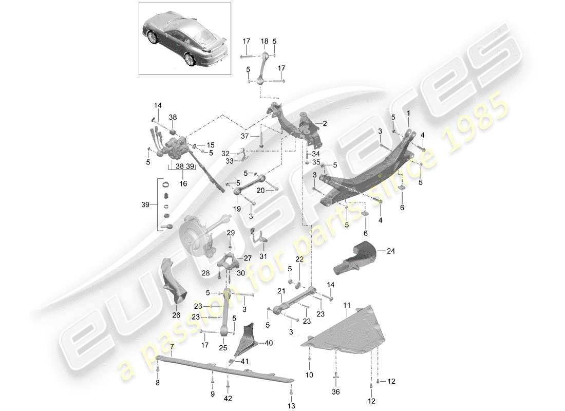 porsche 991r/gt3/rs (2020) diagramme des pièces de la traverse