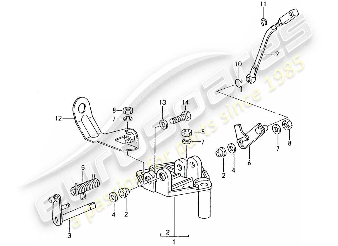 porsche 1990 (964) support - liaison d'accélérateur schéma des pièces