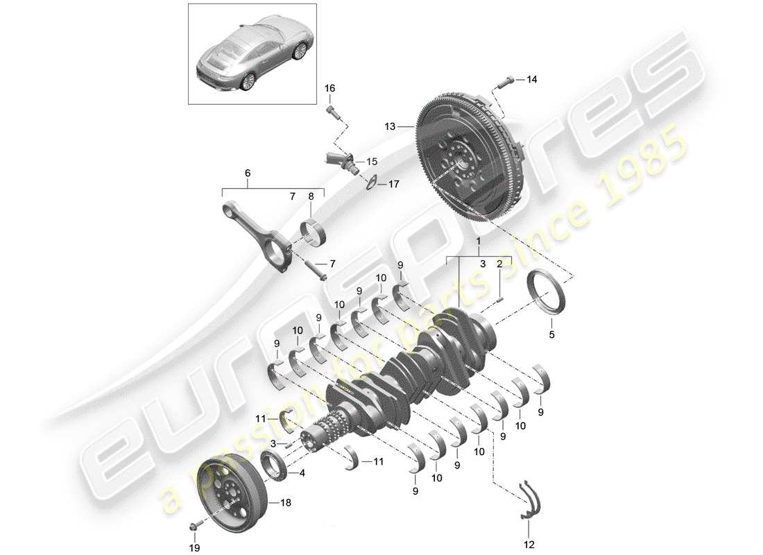 porsche 2018 (991-2) diagramme de pièce de vilebrequin