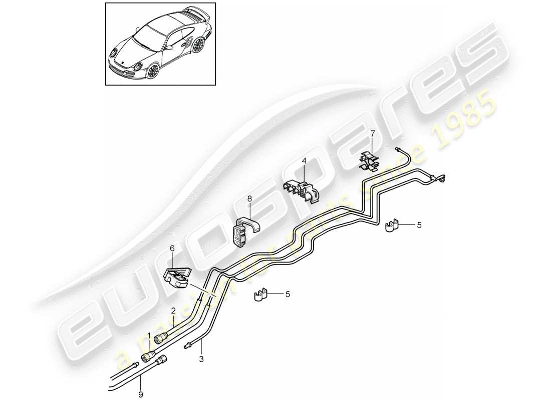porsche 2011 (997-2 turbo / gt2 rs) système de carburant schéma des pièces