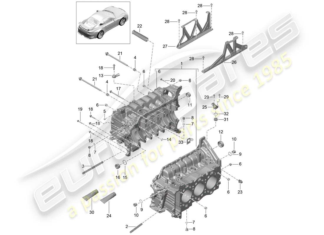 porsche 2014 (991-1 r/gt3/rs) carter moteur schéma des pièces