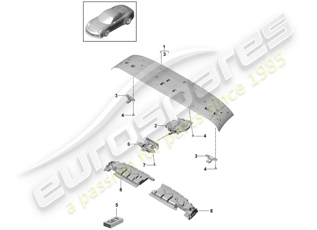 porsche 2020 (991-2 r/gt3/rs) cadre supérieur schéma des pièces