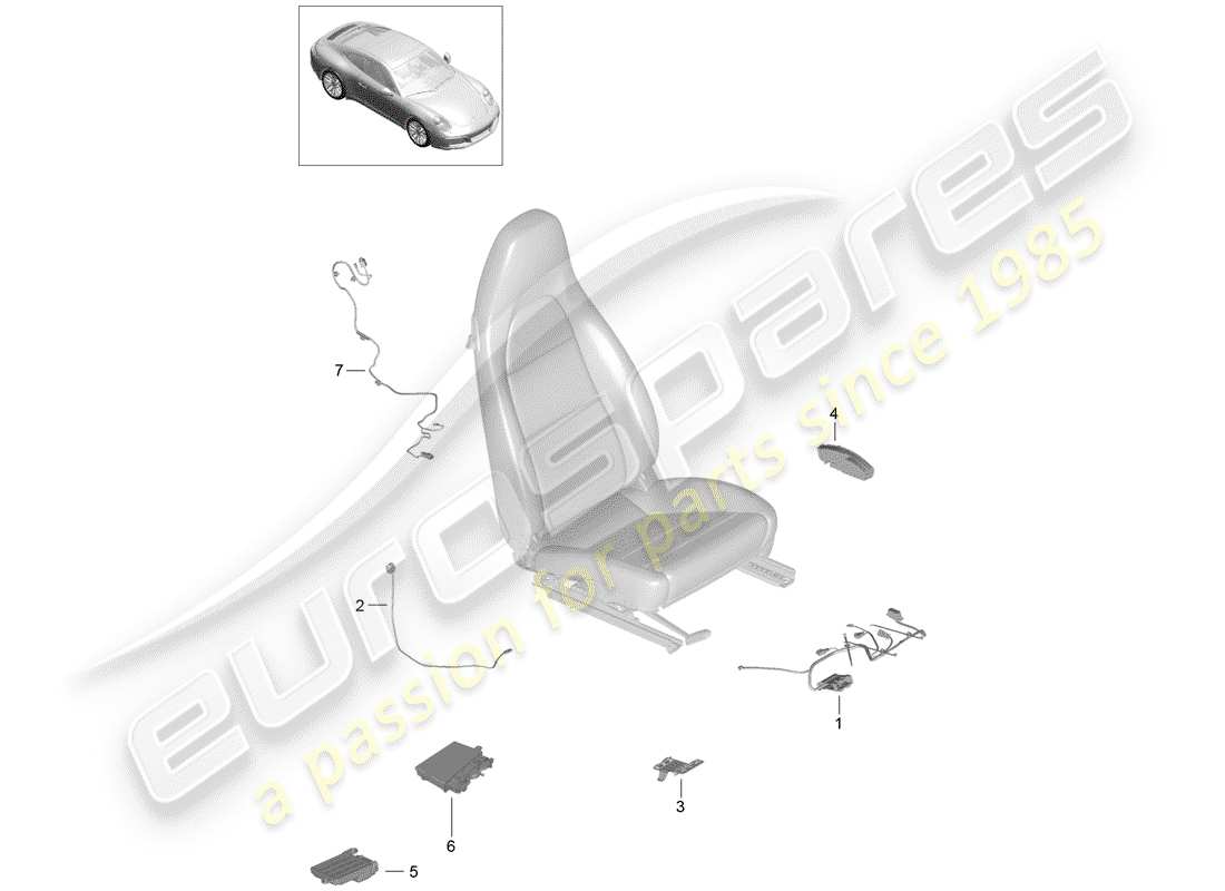porsche 2019 (991-2) faisceau de câblage schéma des pièces