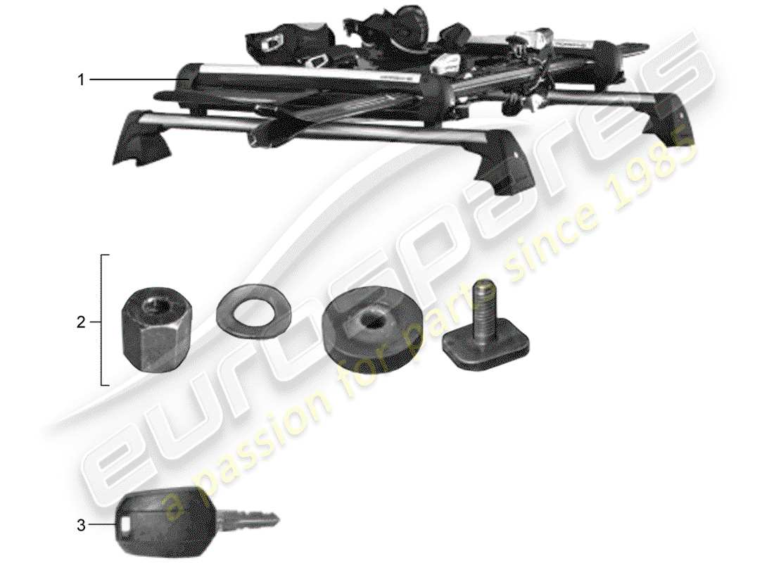 porsche 2013 (tequipment 98x/99x) porte-ski schéma des pièces