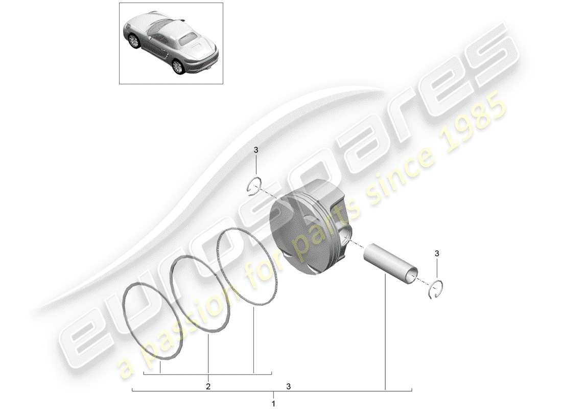 porsche 2018 (718 boxster) piston schéma des pièces