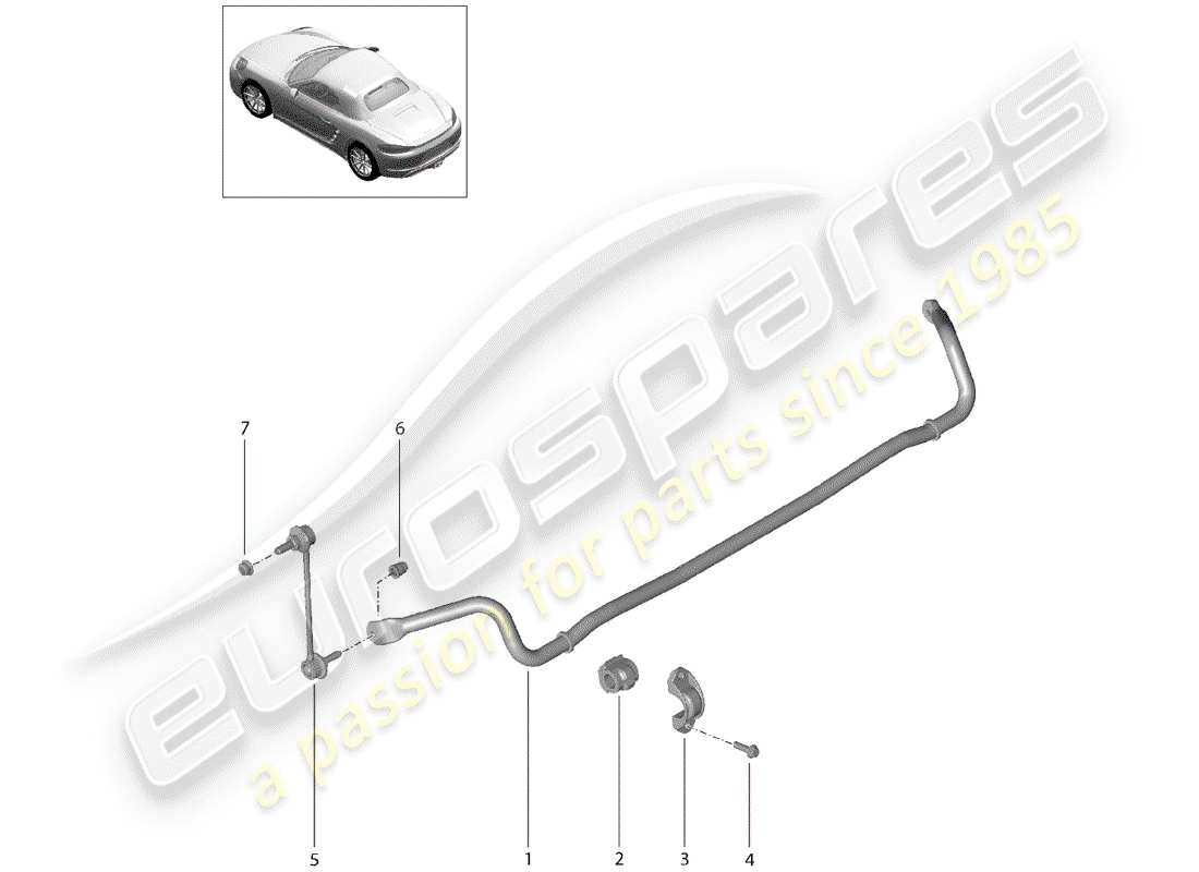 porsche 2017 (718 boxster) schéma des pièces du stabilisateur