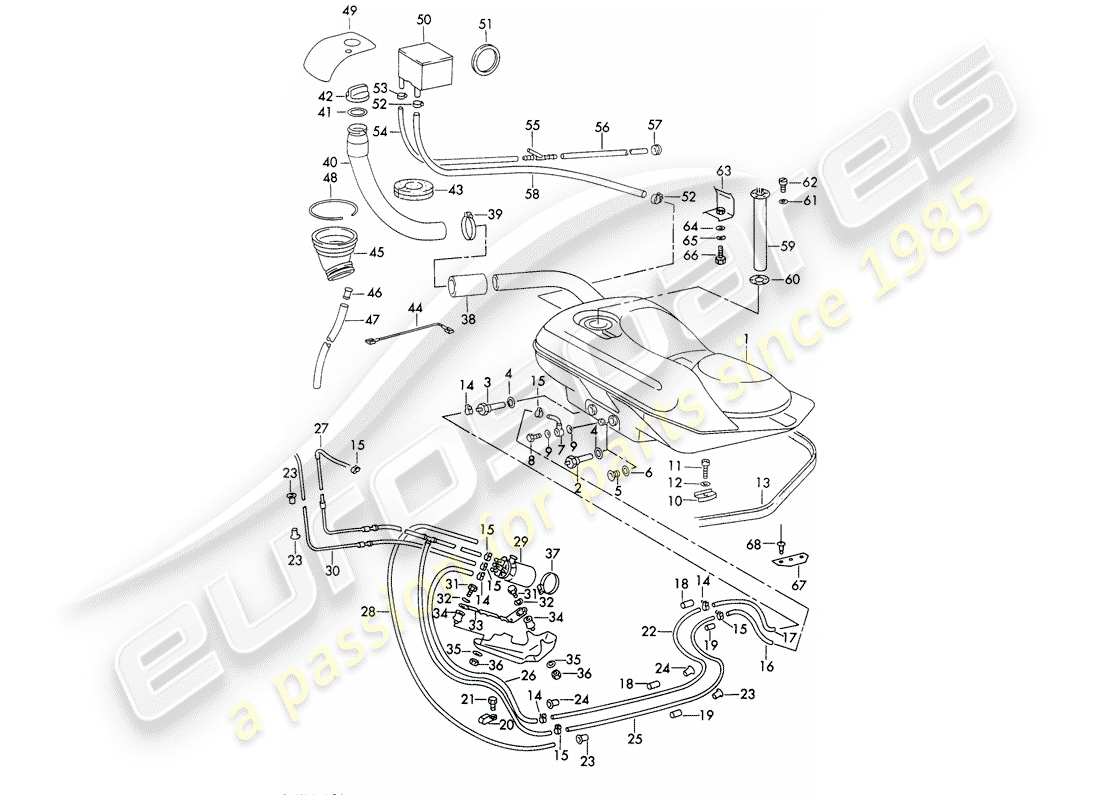 porsche 1973 (911) système de carburant - conduites - avec : - pompe à carburant