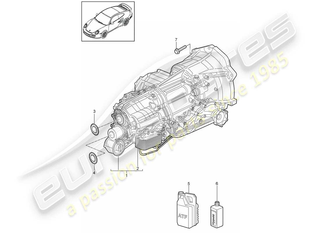 porsche 2011 (997-2 turbo / gt2 rs) -pdk-diagramme des pièces