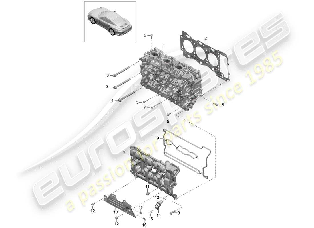 porsche 2020 (991-2 turbo) culasse schéma des pièces
