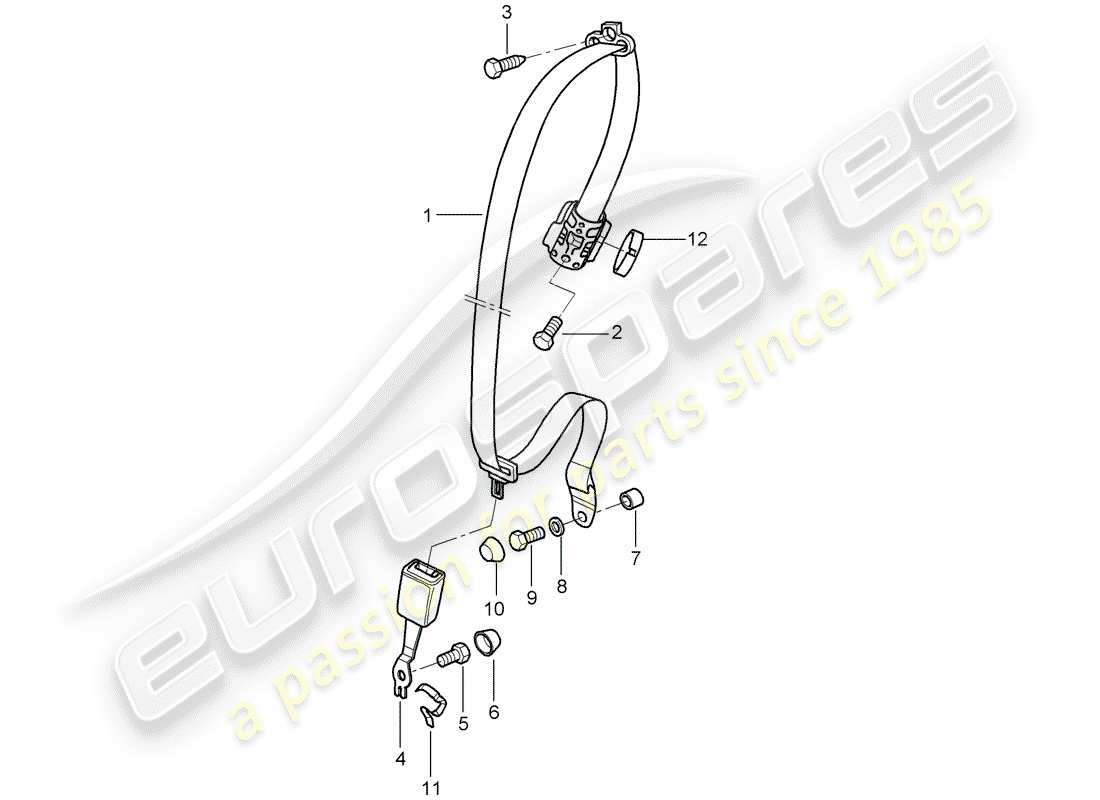 porsche 2005 (997-1) ceinture de sécurité schéma des pièces