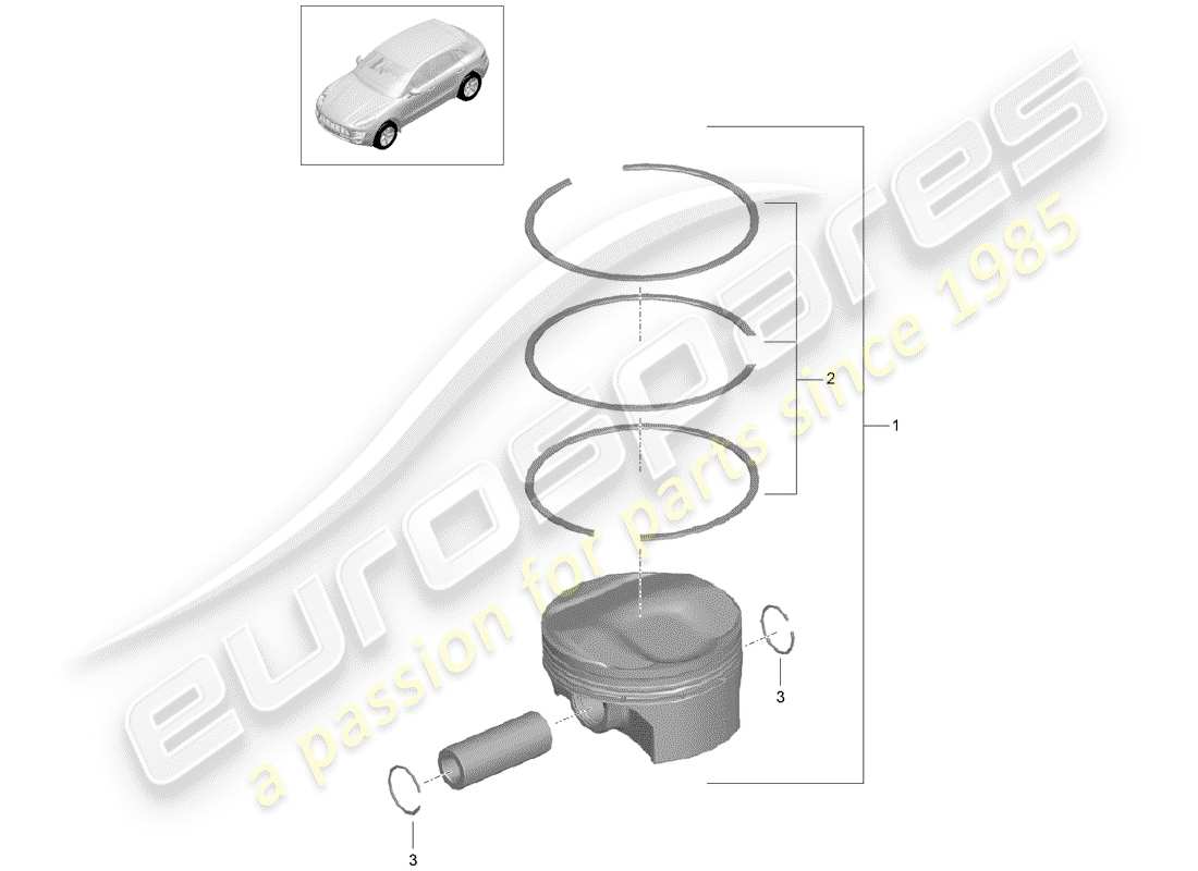 porsche 2018 (macan) piston schéma des pièces