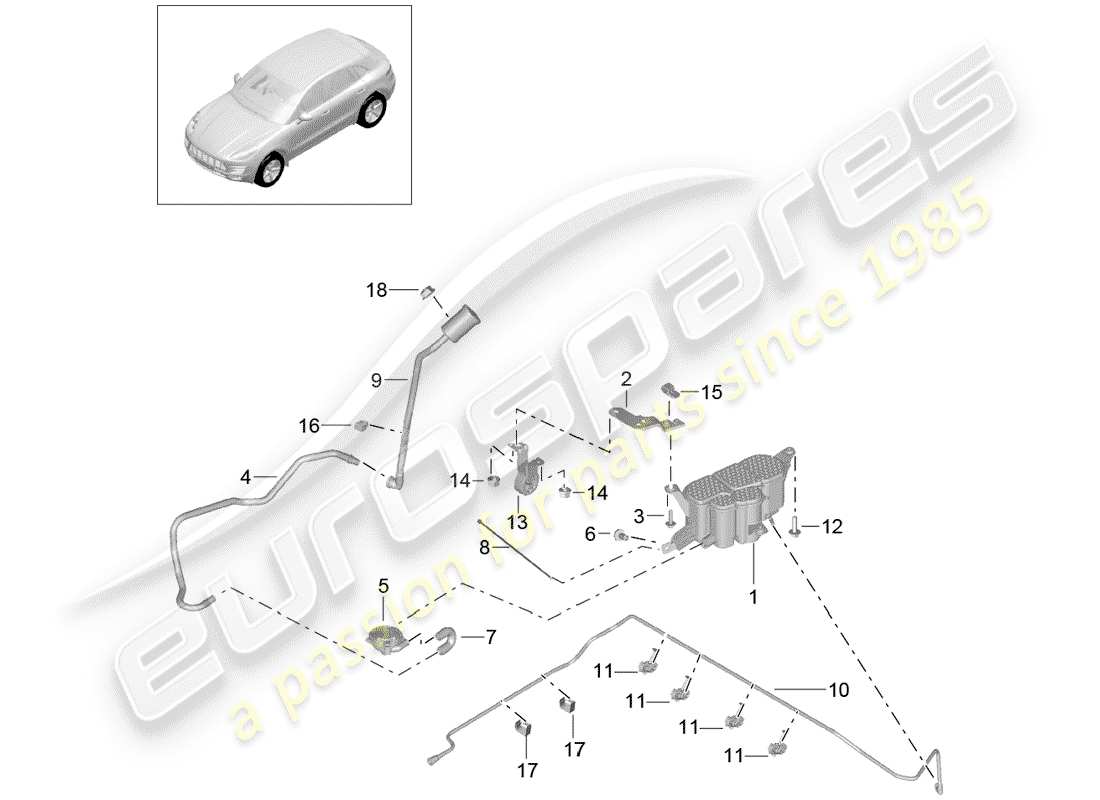 porsche 2015 (macan) cartouche d'émission par évaporation schéma des pièces