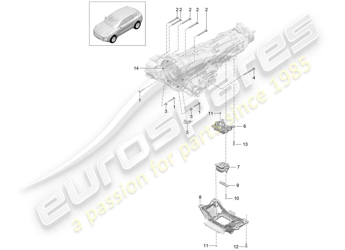 porsche 2014 (macan) pièces de montage pour moteur et schéma des pièces