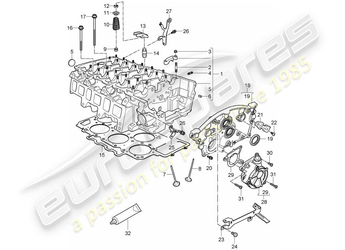 porsche 2010 (cayenne e1 9pa) culasse schéma des pièces