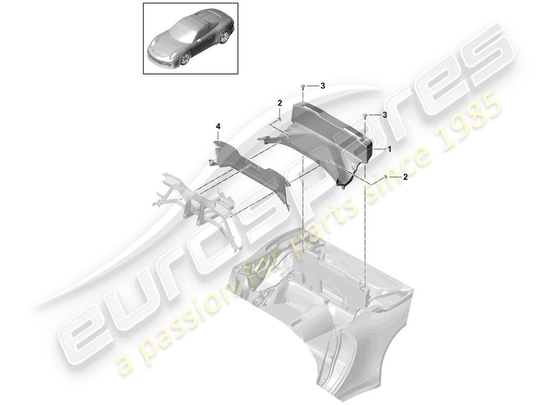 porsche 2014 (991-1 r/gt3/rs) plateau schéma des pièces