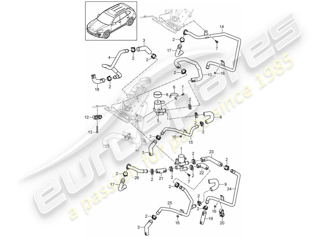 porsche 2011 (cayenne e2 92a) tuyau schéma des pièces