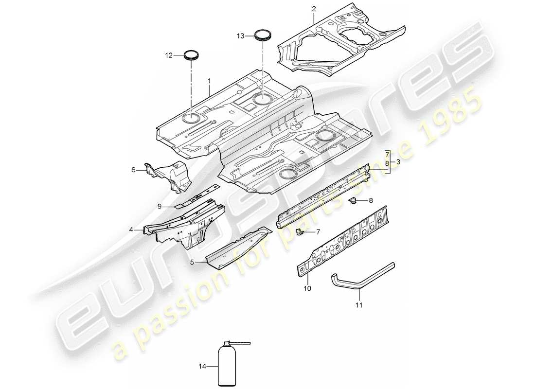porsche 2012 (997-2) schéma des pièces du plancher