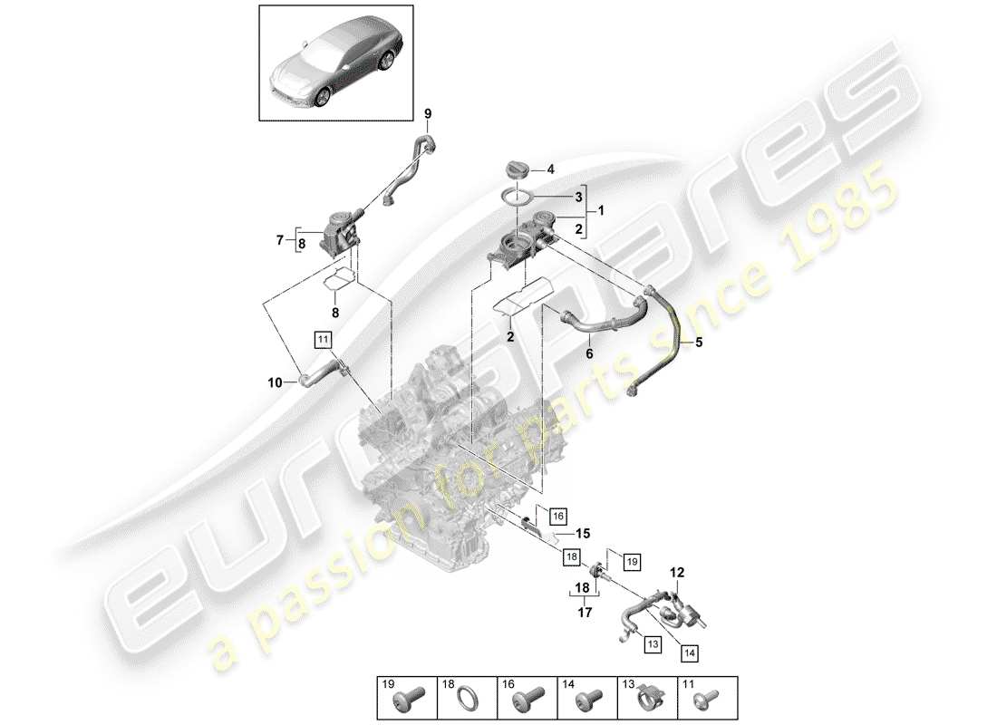 porsche 2019 (panamera 971-1) ventilation pour bloc-cylindres schéma des pièces