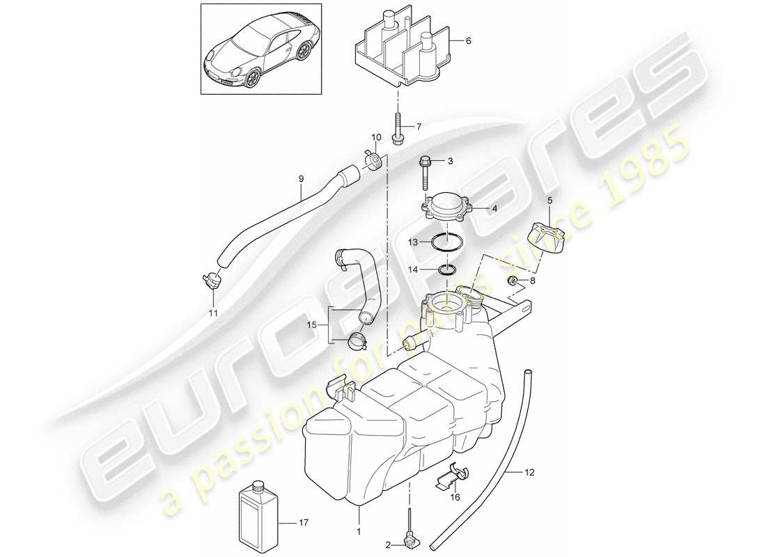 porsche 2010 (997-2) refroidissement par eau schéma des pièces