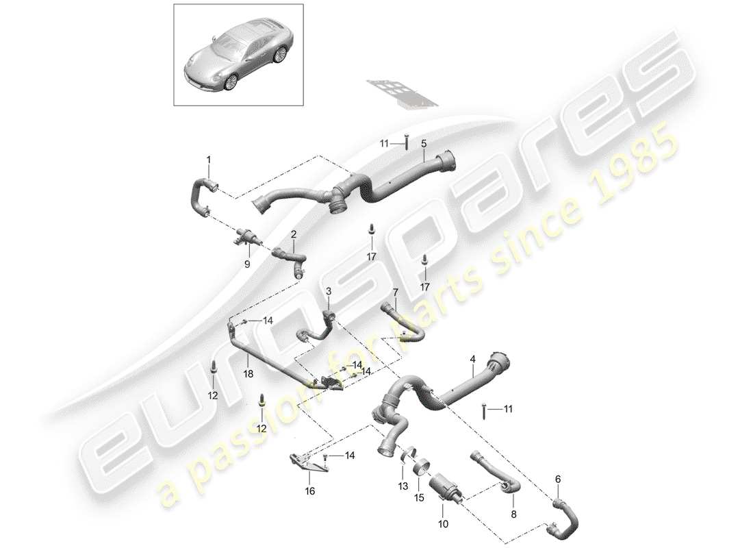 porsche 2015 (991-1 turbo) différentiel d'essieu avant schéma des pièces